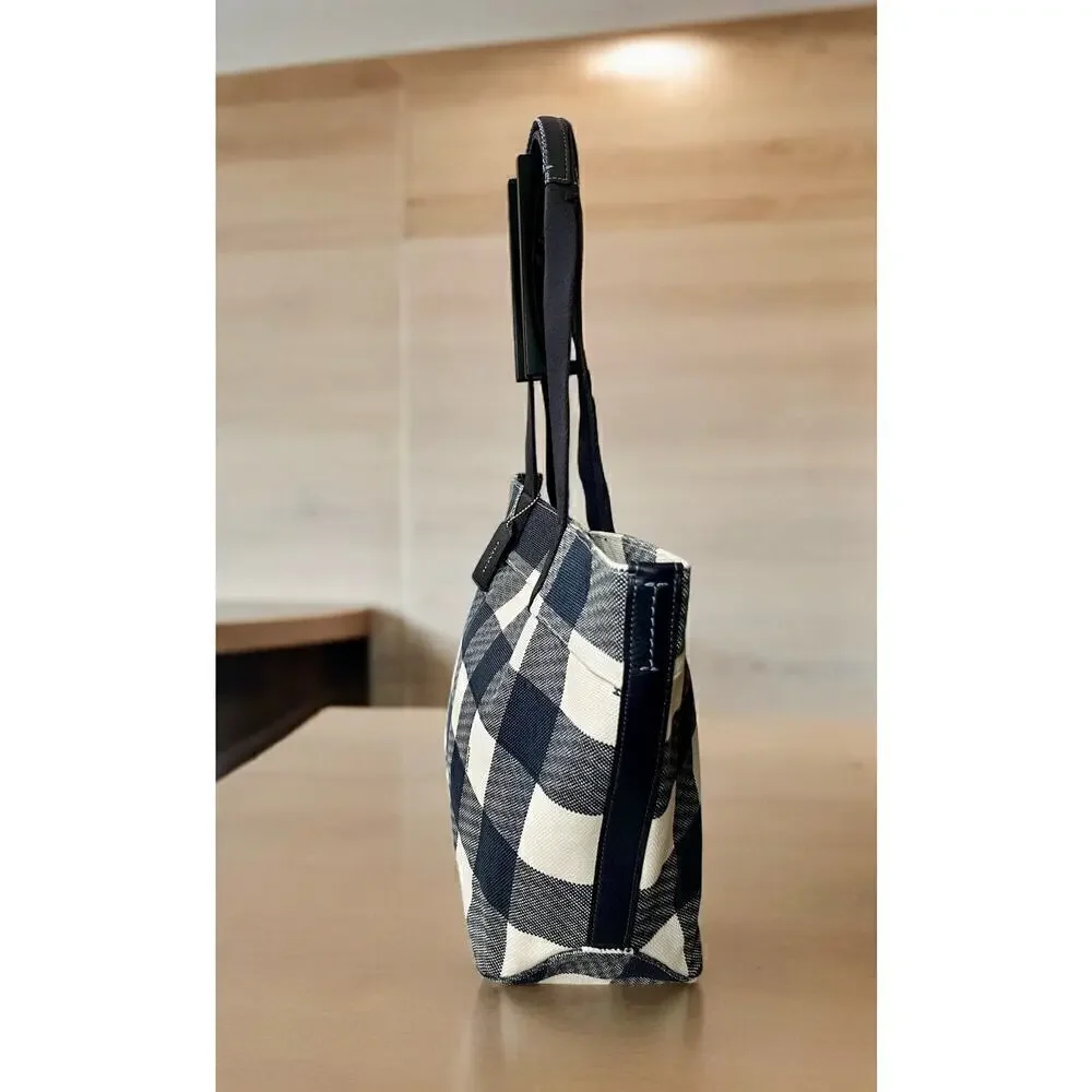 Coach F25919 Buffalo Plaid Canvas Tote Bag